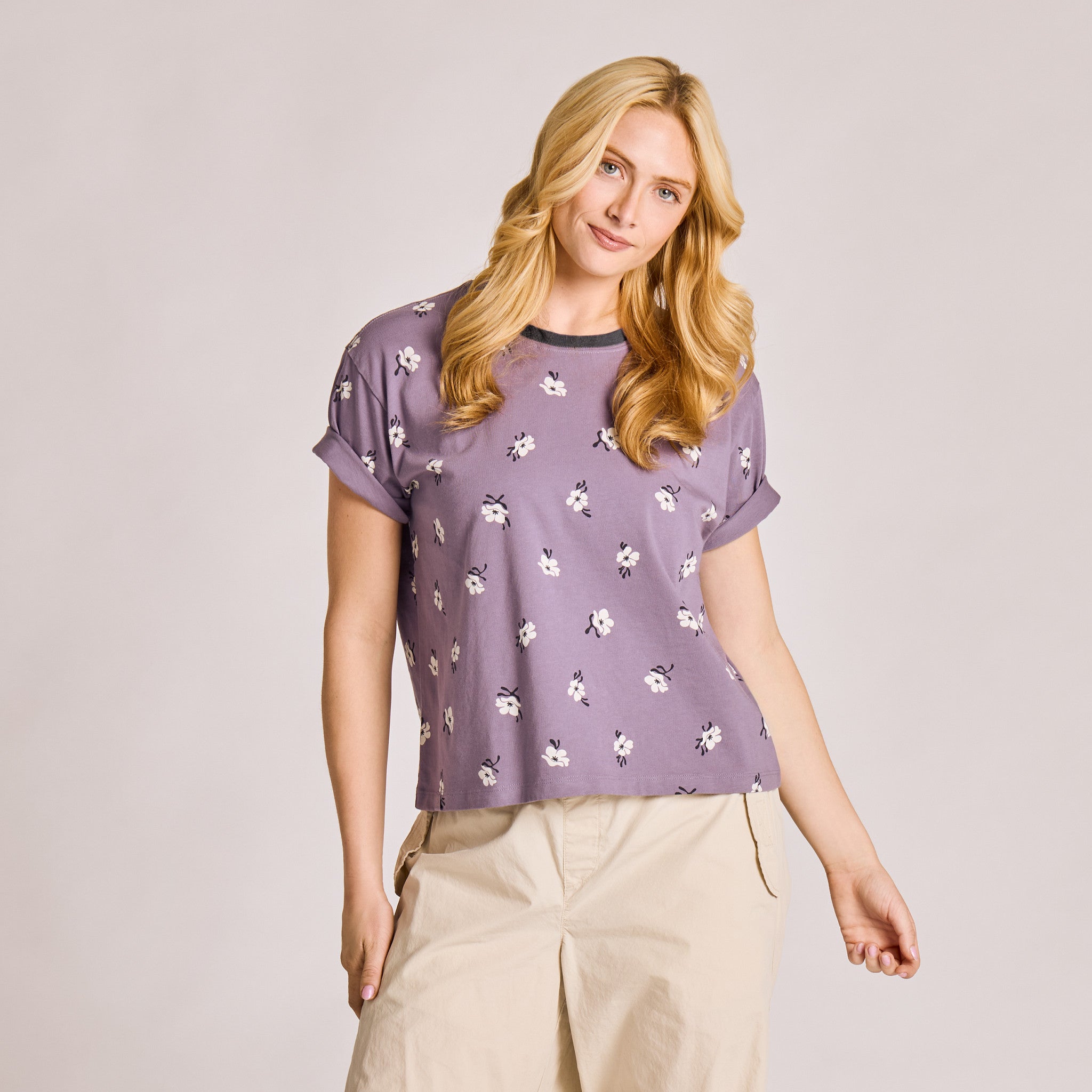 Mod Flower Pattern Boxy Tee