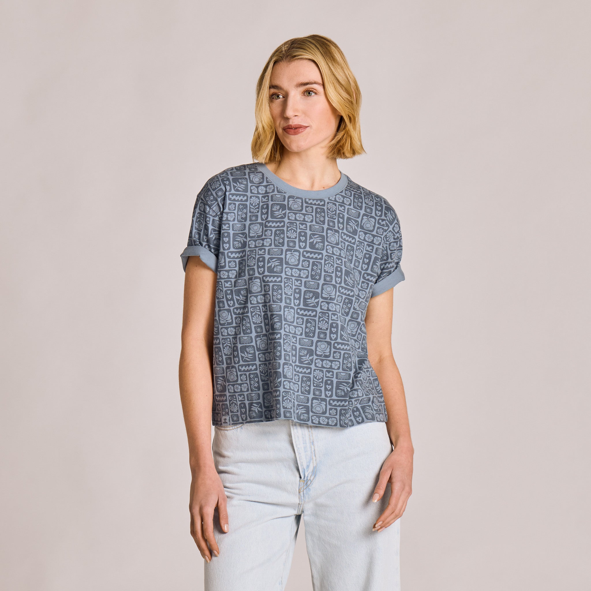 Woodblock Icon Pattern Boxy Tee